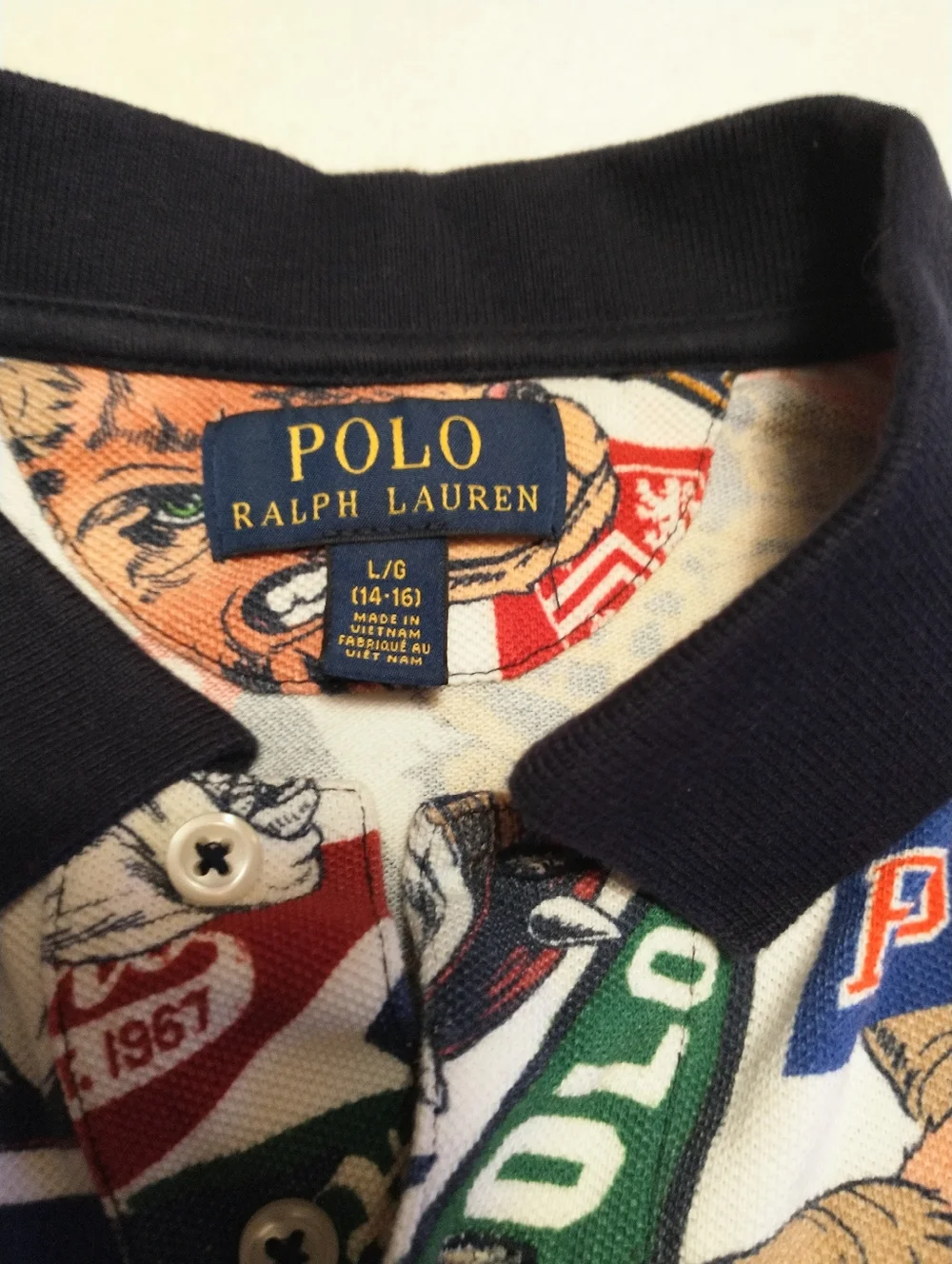 Polo Ralph Lauren Banner Logo College Pennant Polo Shirt Youth Boys Large 14-16